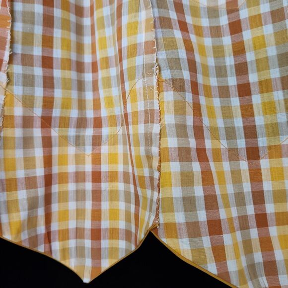 OOAK Half Apron Vintage Kitchen Brown Plaid with Contrasting Chevron Border VTG - Picture 8 of 9